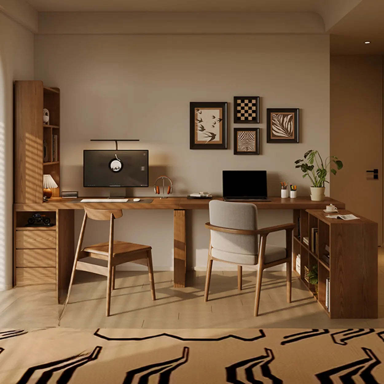 Auburn Wood Computer Desk with Drawers
