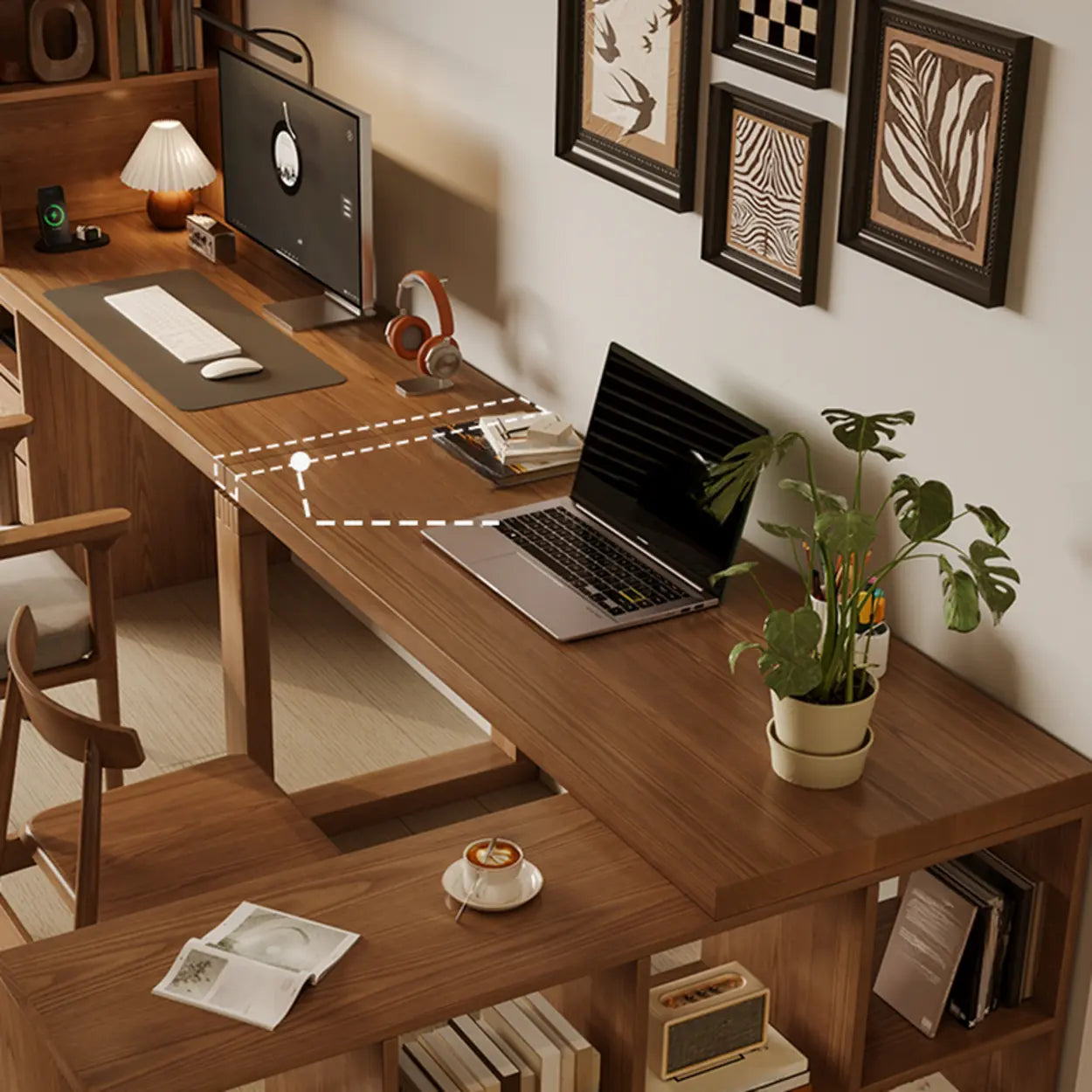 Auburn Wood Computer Desk with Drawers