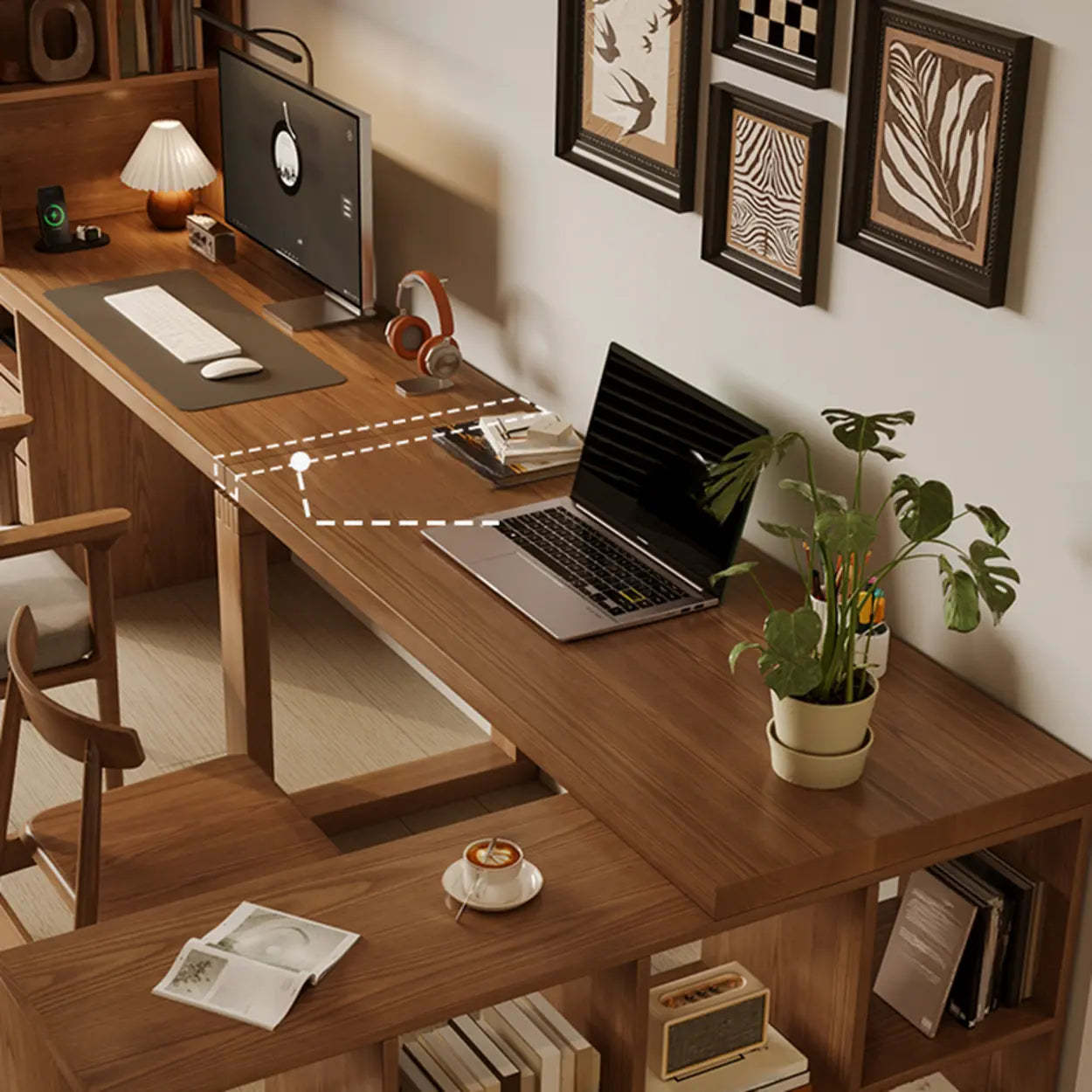 Auburn Wood Computer Desk with Drawers