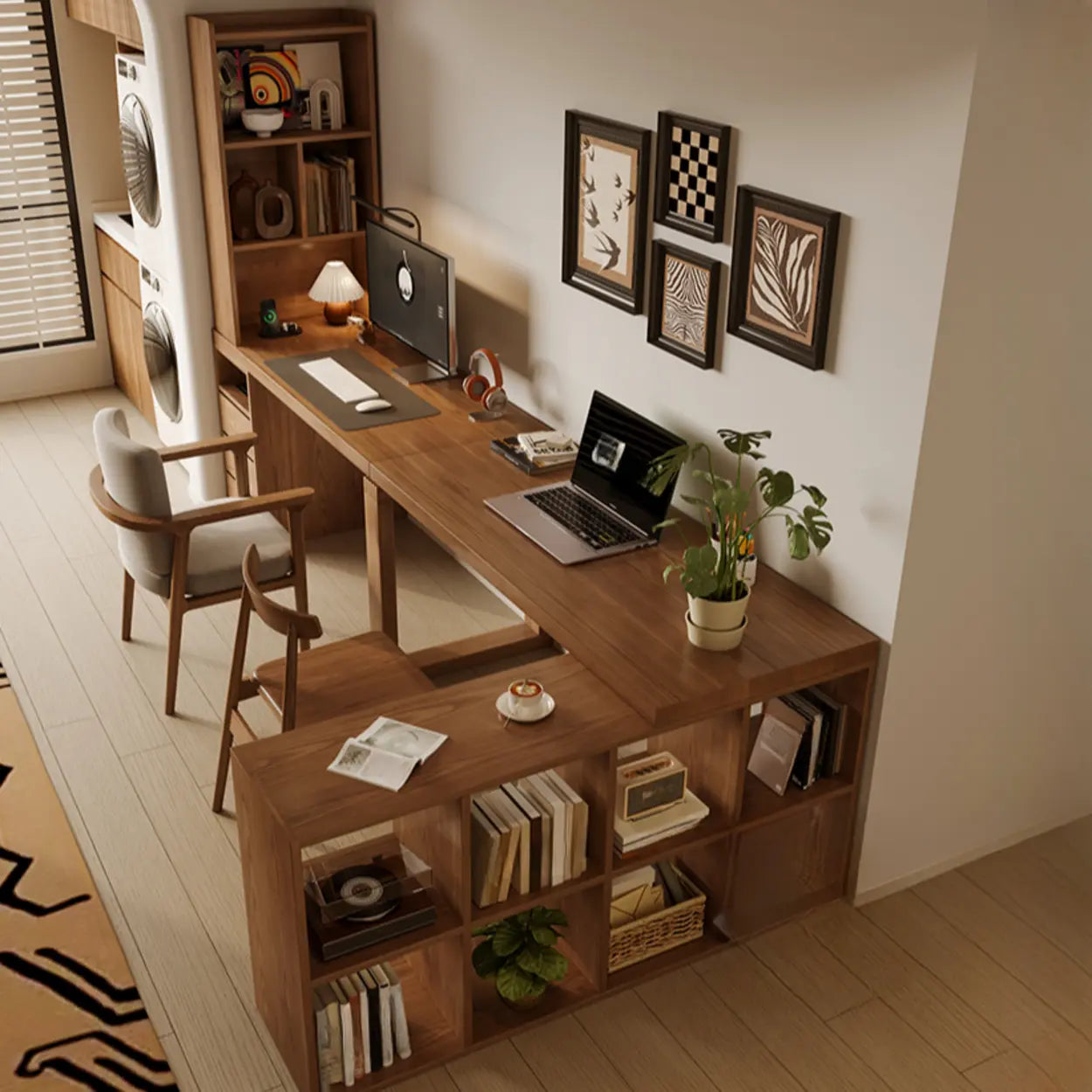 Auburn Wood Computer Desk with Drawers