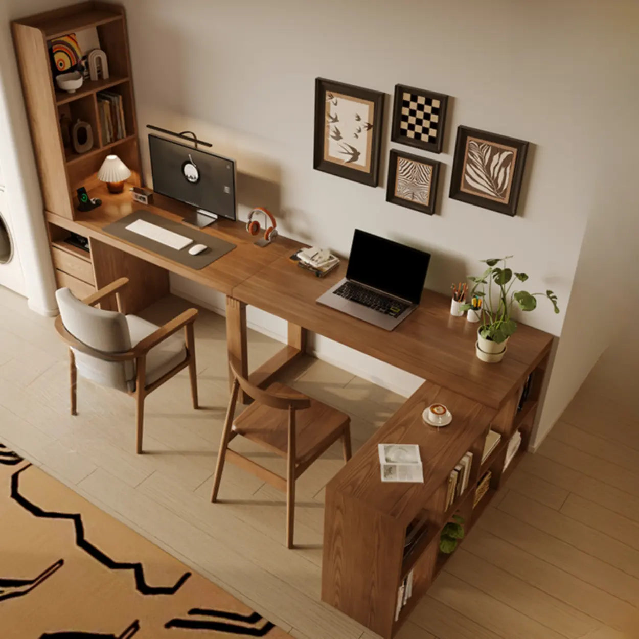 Auburn Wood Computer Desk with Drawers