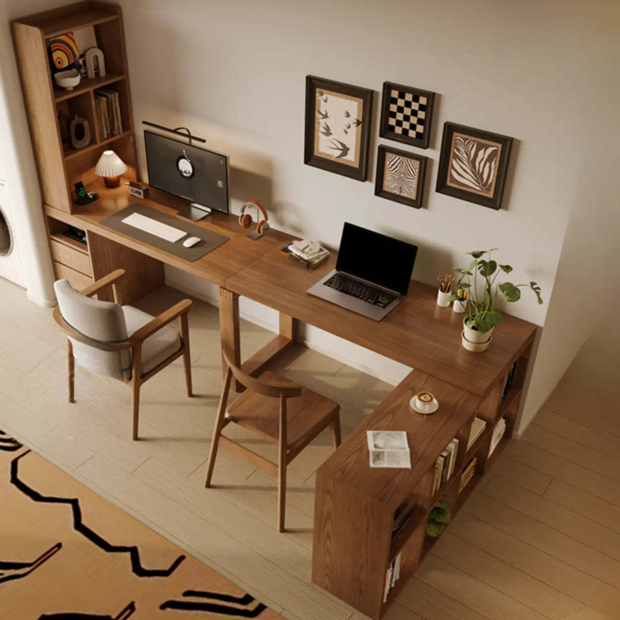 Auburn Wood Computer Desk with Drawers