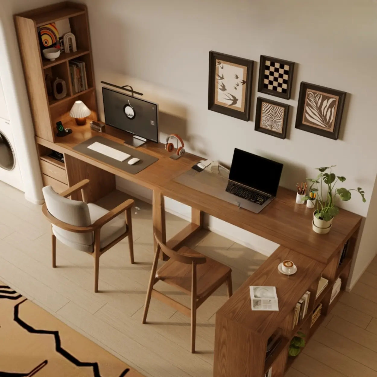 Auburn Wood Computer Desk with Drawers — Table Only