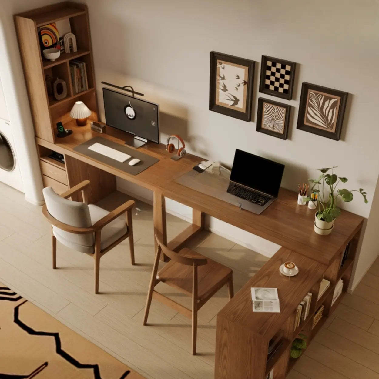 Auburn Wood Computer Desk with Drawers — Table Only
