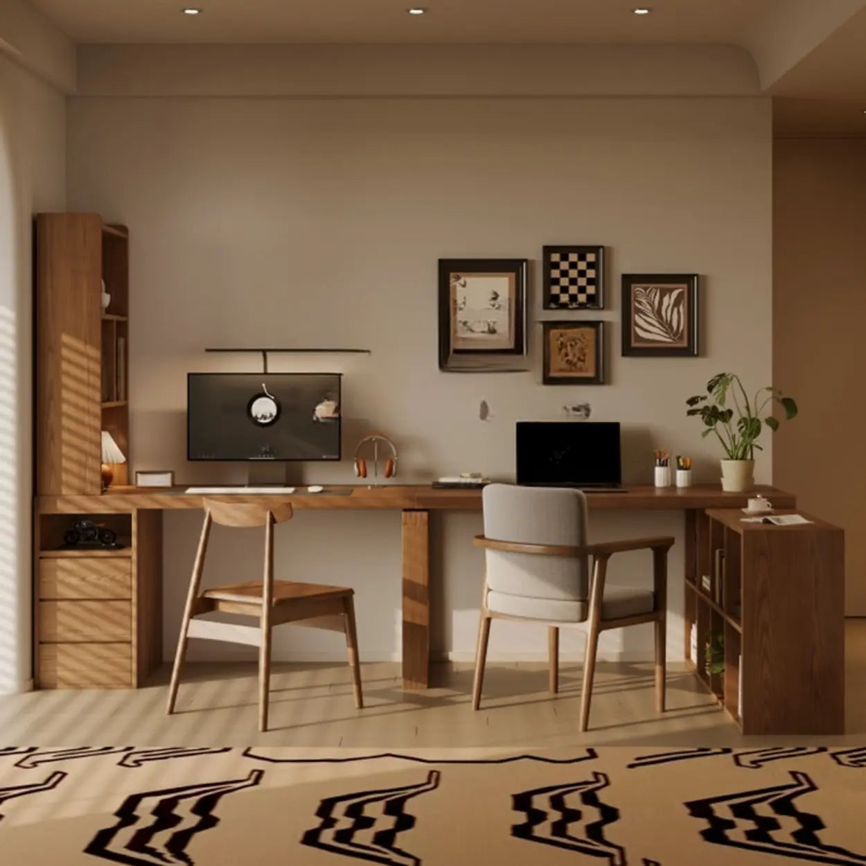 Auburn Wood Computer Desk with Drawers