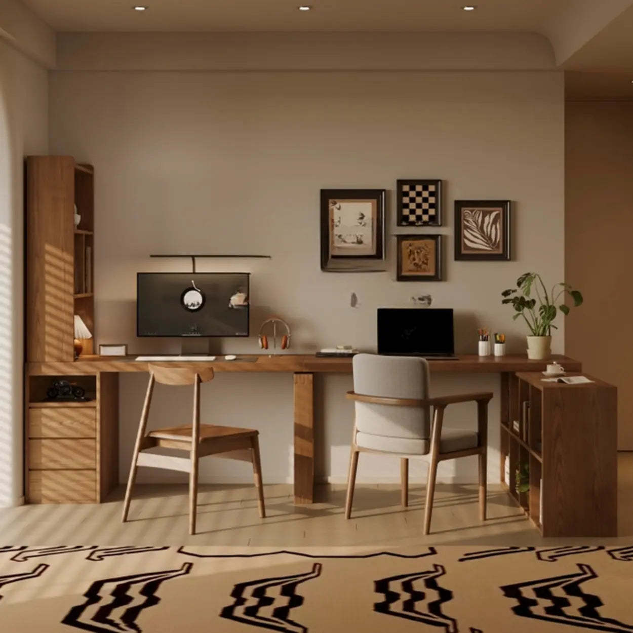 Auburn Wood Computer Desk with Drawers