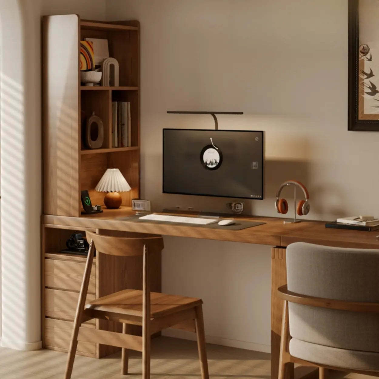 Auburn Wood Computer Desk with Drawers