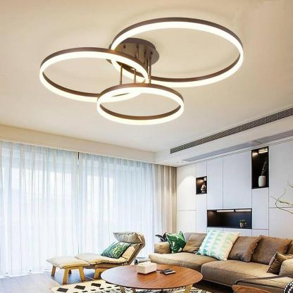Metal Acrylic Ringed Large Flush Mount Ceiling Light with 3 Adjustable LED Lights-Lighom