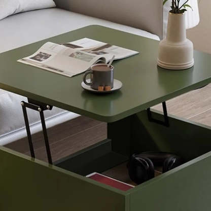 Avocado Green Square Wood Storage Coffee Table