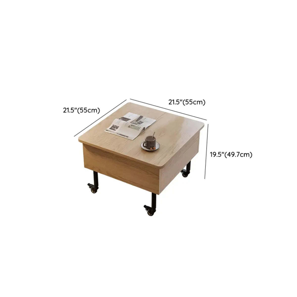 Avocado Green Square Wood Storage Coffee Table