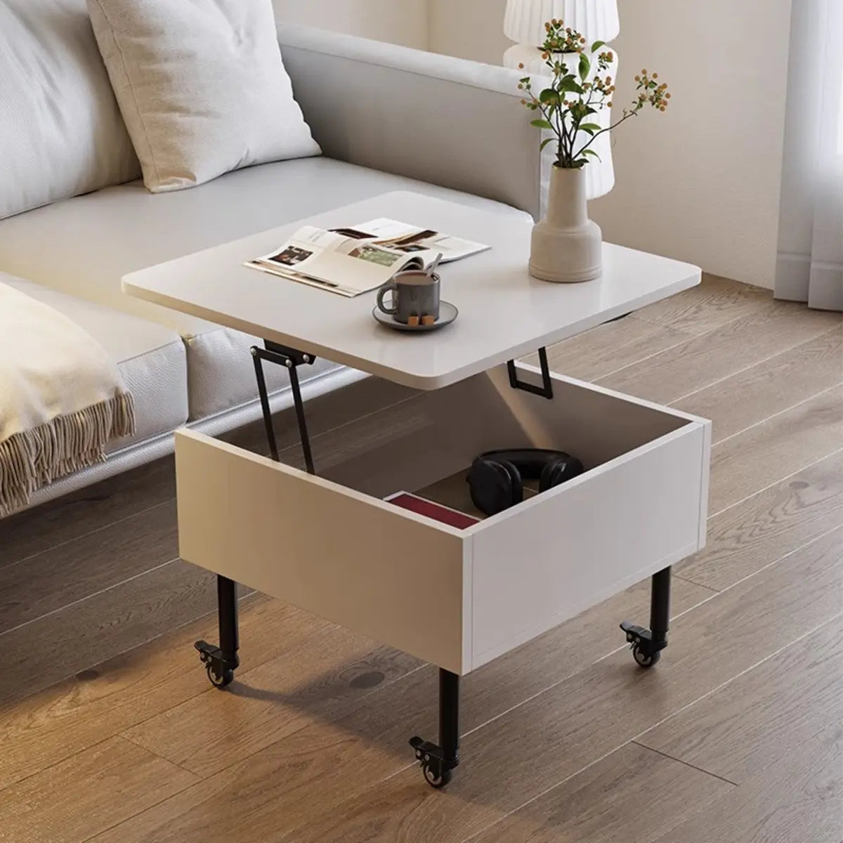 Avocado Green Square Wood Storage Coffee Table — Avocado Green