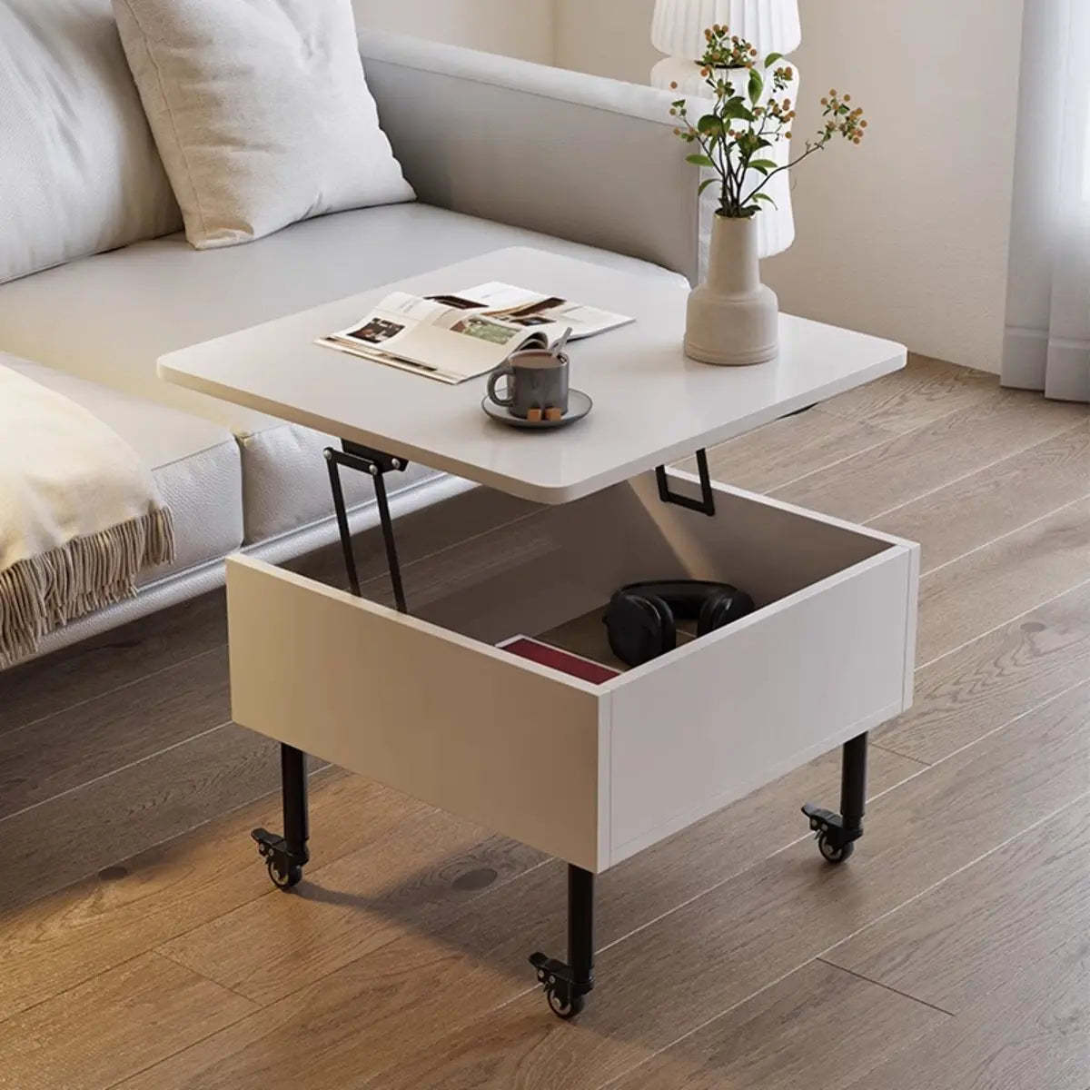 Avocado Green Square Wood Storage Coffee Table — Avocado Green