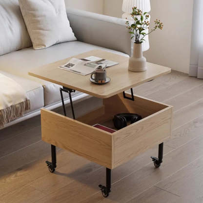 Avocado Green Square Wood Storage Coffee Table — Black