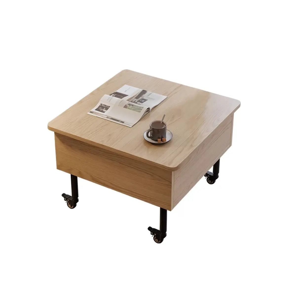 Avocado Green Square Wood Storage Coffee Table — White