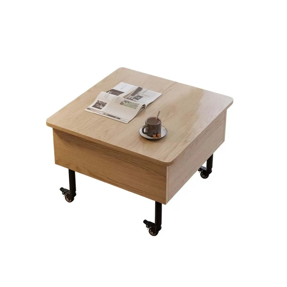 Avocado Green Square Wood Storage Coffee Table — White