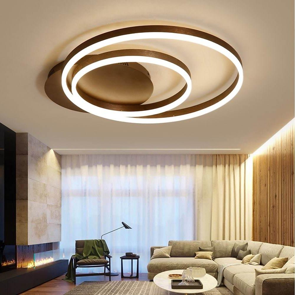 2-Circle Dimmable LED Modern Remote Flush Mount