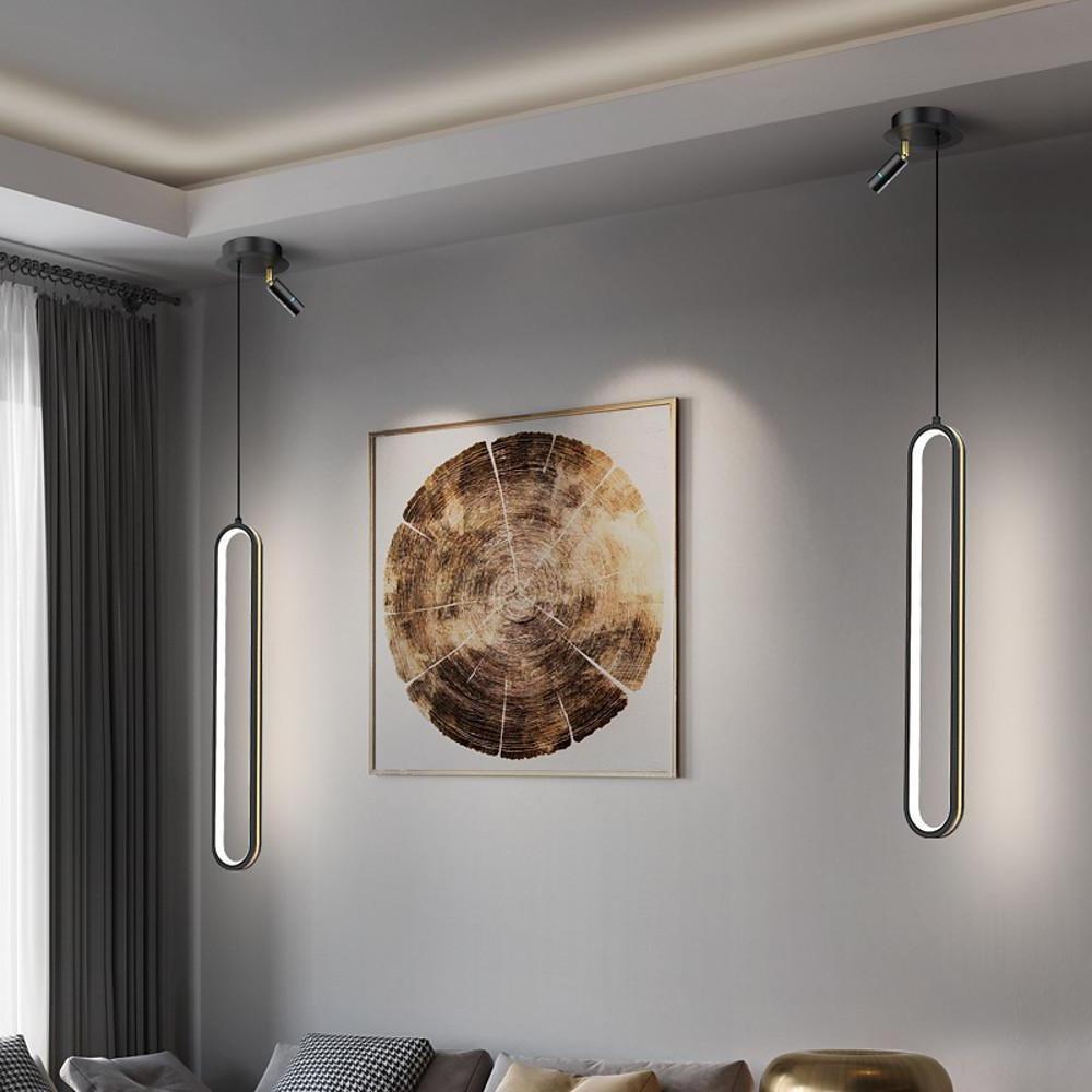 Elongated Modern Metal Acrylic Shade Pendant