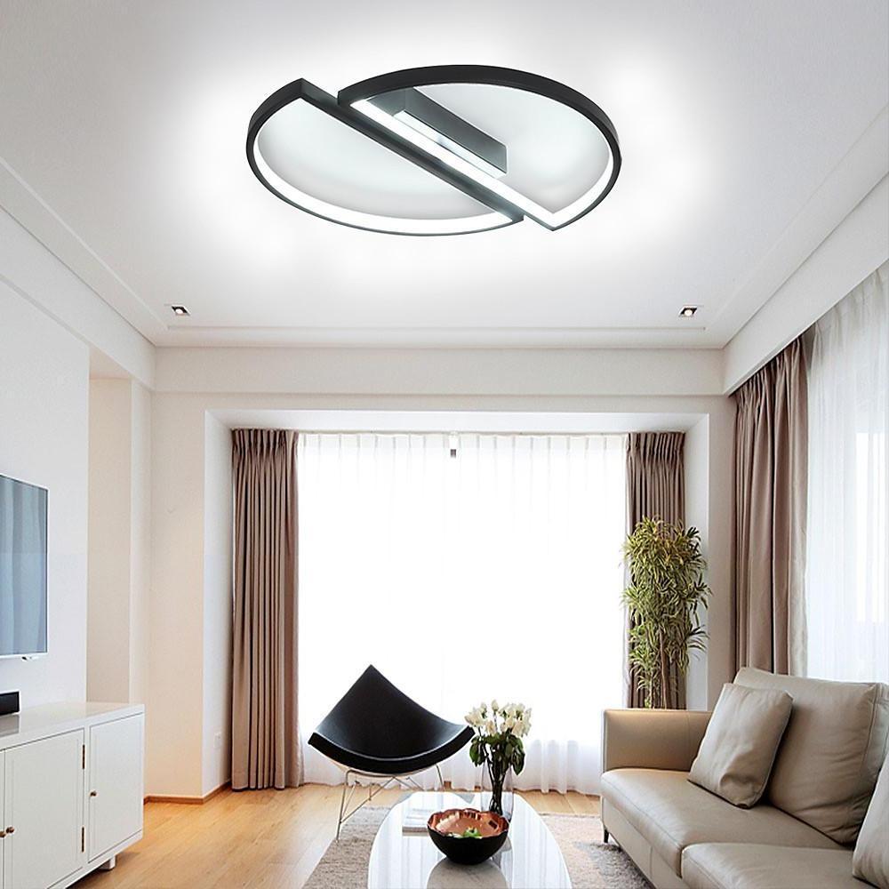 White modern semi-circle flush mount lighting — Cool White (6000K)