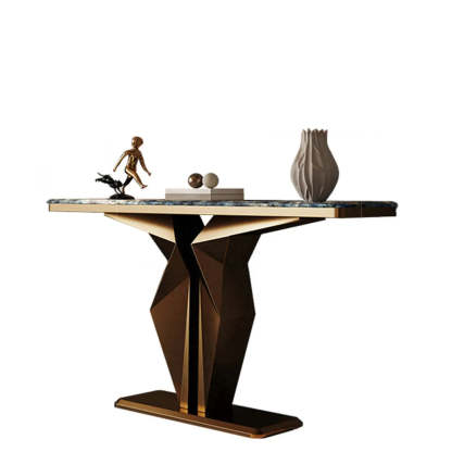 Azure Pedestal Marble Top Rectangular Console Table