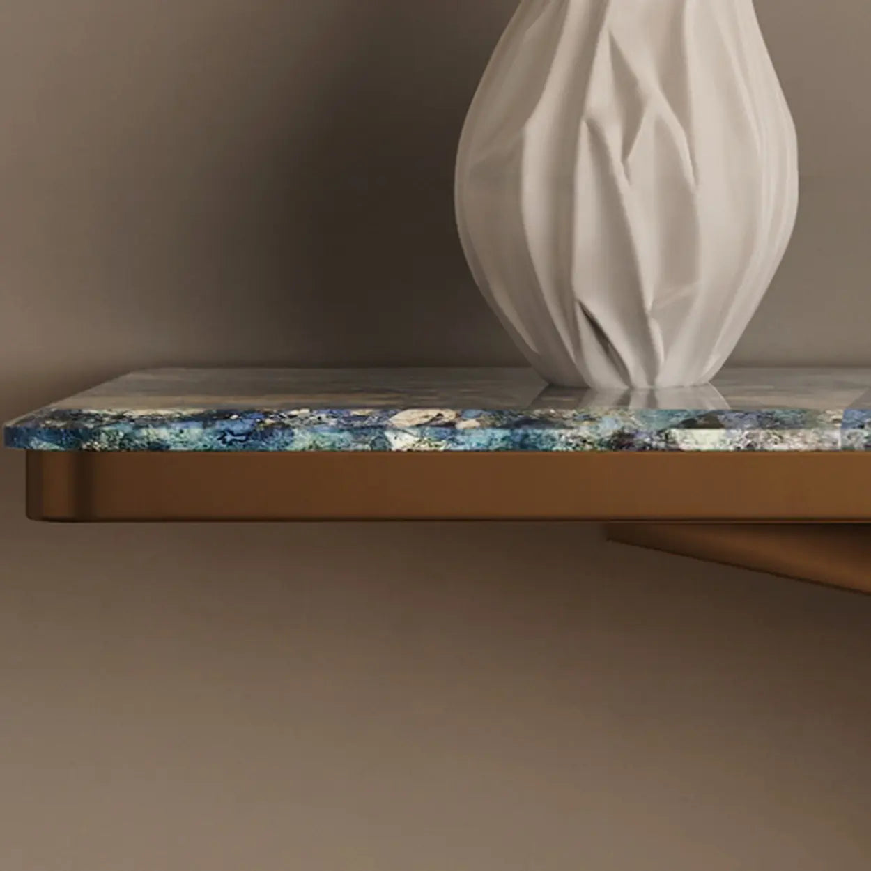Azure Pedestal Marble Top Rectangular Console Table