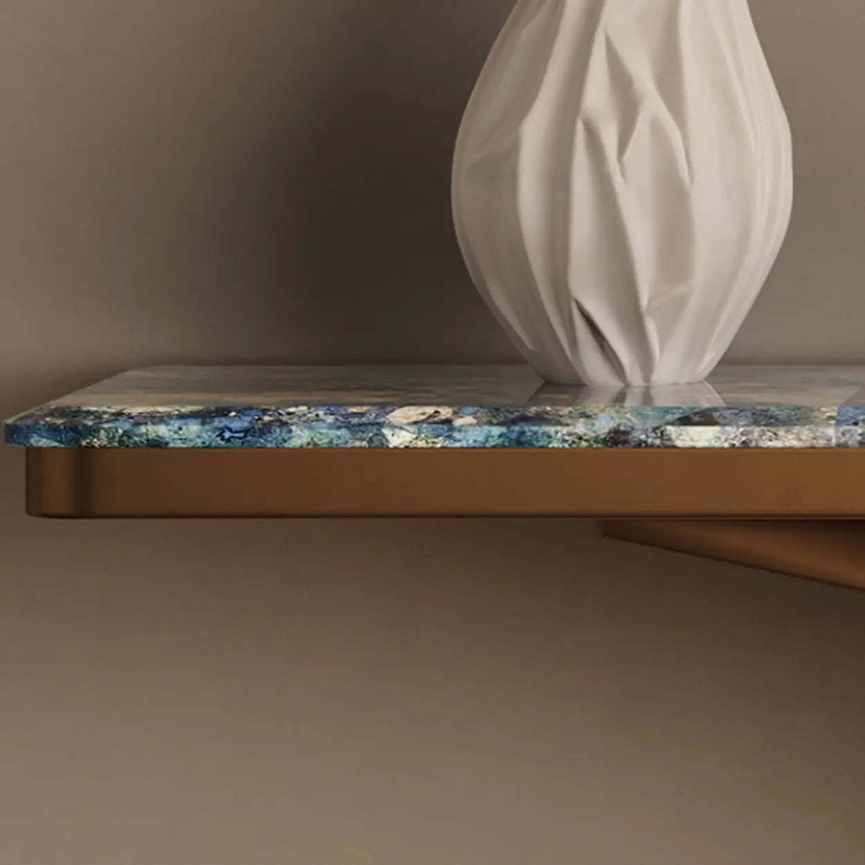 Azure Pedestal Marble Top Rectangular Console Table