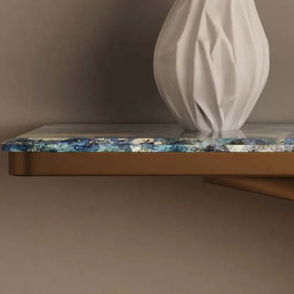 Azure Pedestal Marble Top Rectangular Console Table