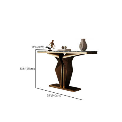 Azure Pedestal Marble Top Rectangular Console Table