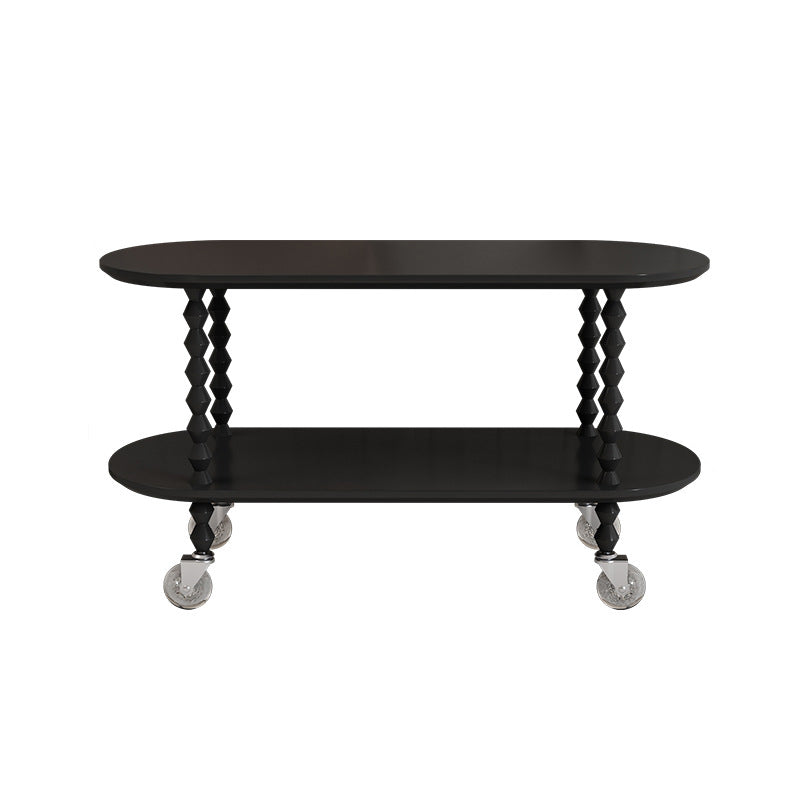 Vintage Oval Wood Plastic 2-Tier Side Table