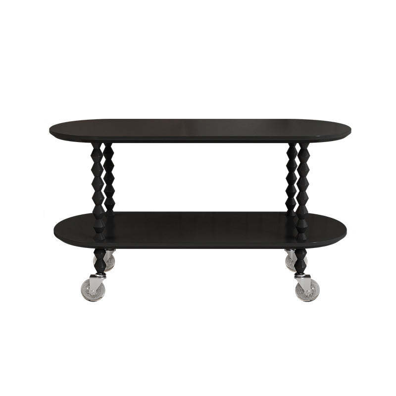 Vintage Oval Wood Plastic 2-Tier Side Table