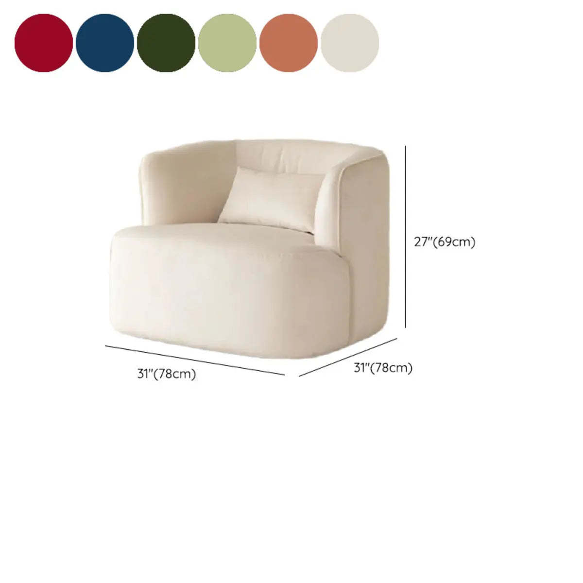 Sherpa Round Arm Chair with Curved Back