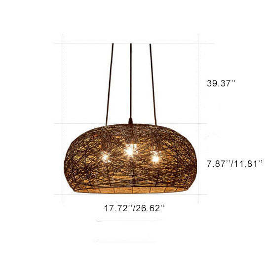 Modern Rattan 3-Light Dome Pendant