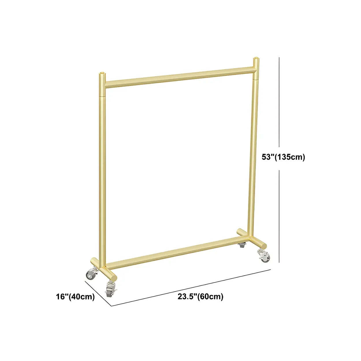 Gold Metal Rolling Coat Rack with Casters