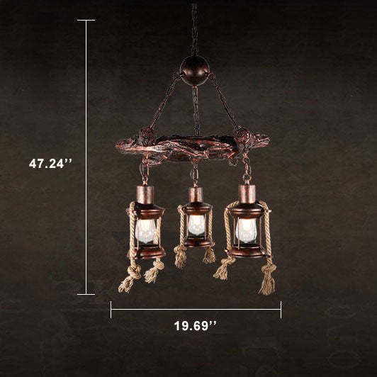 Vintage Nautical Metal Lantern Chandelier