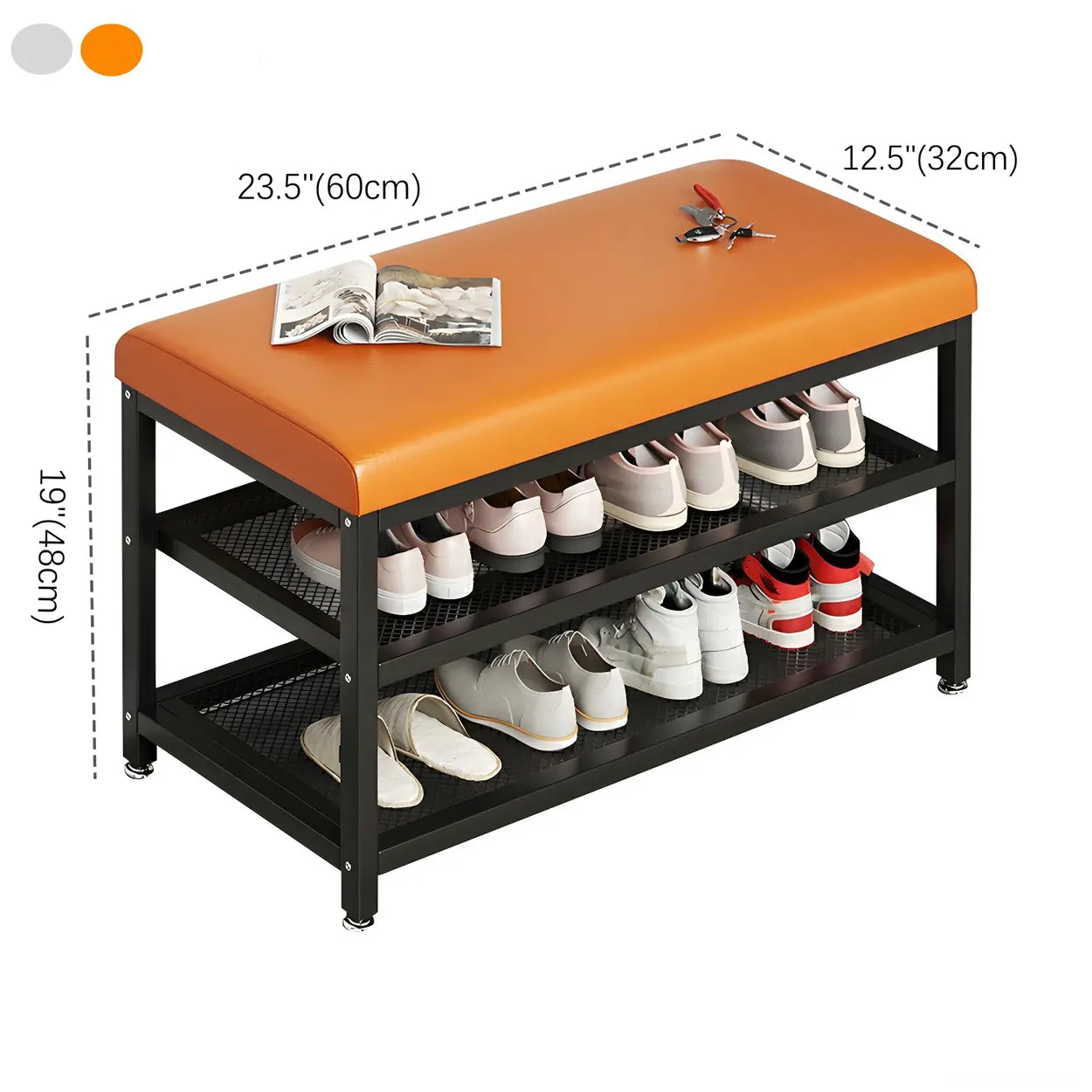Industrial Upholstered Storage Entryway Bench