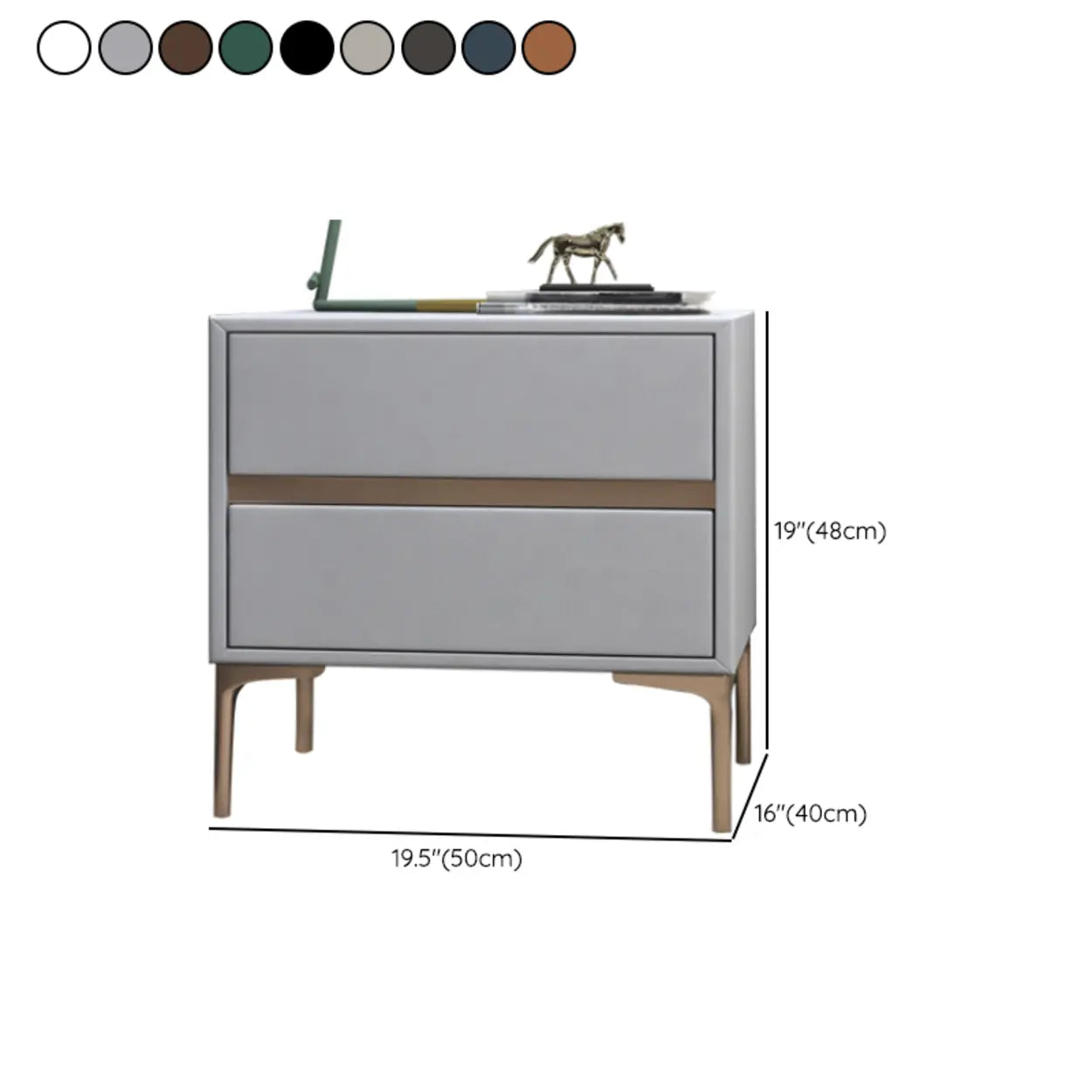 Minimalist Gray Nightstand with Gold Legs