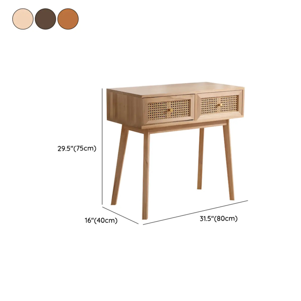 Pine Butcher Block Small Narrow Drawer Writing Desk