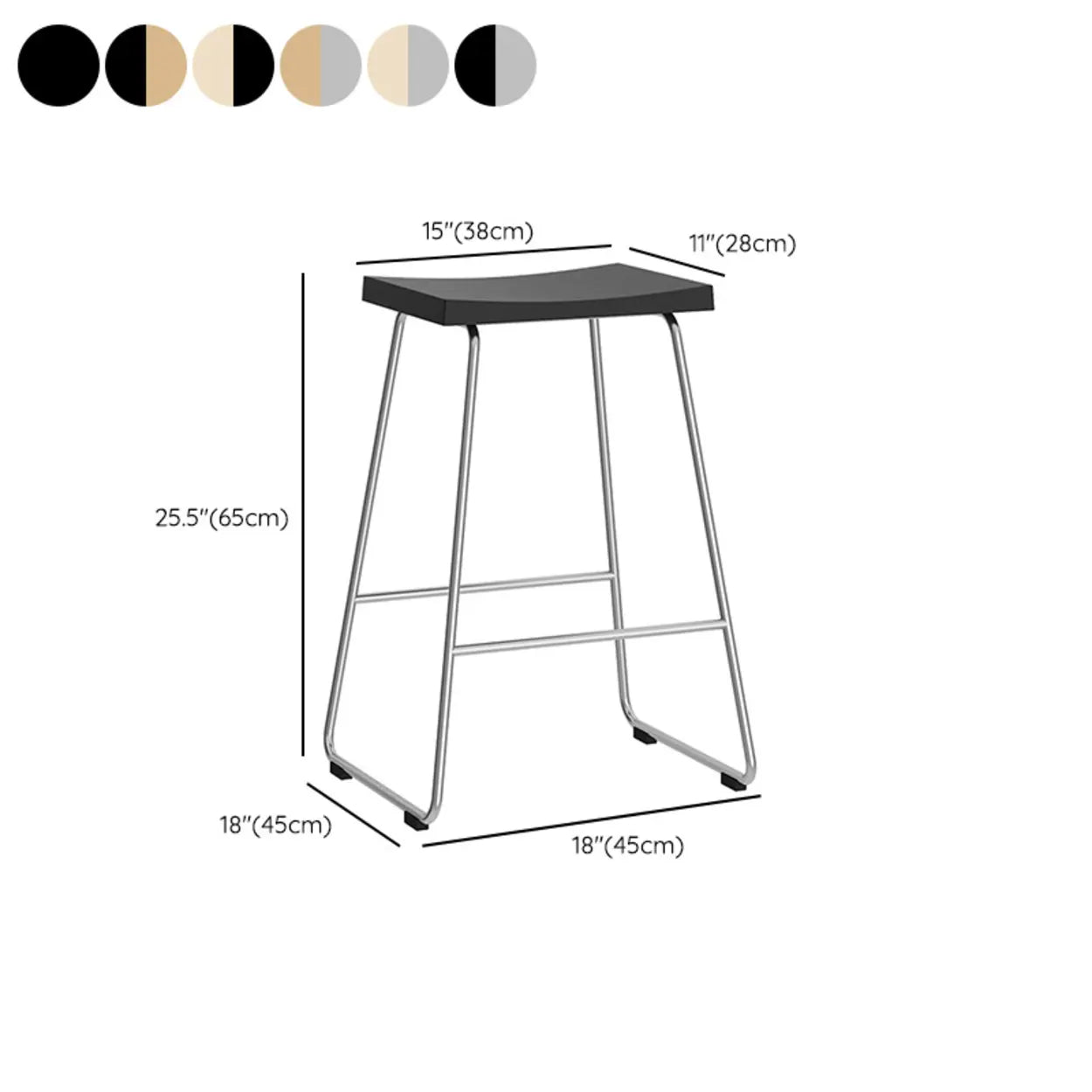 Saddle Wood Metal-Sled Bar Stool with Footrest