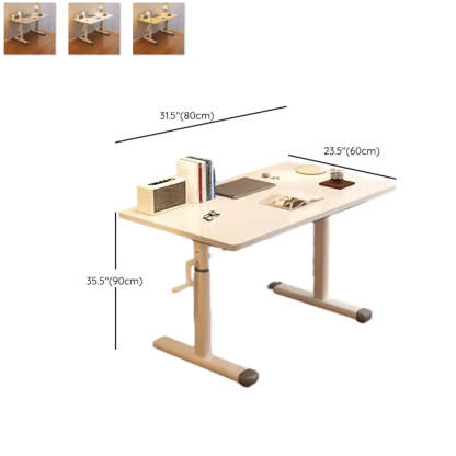 White Wood Adjustable T-Shape Standing Desk