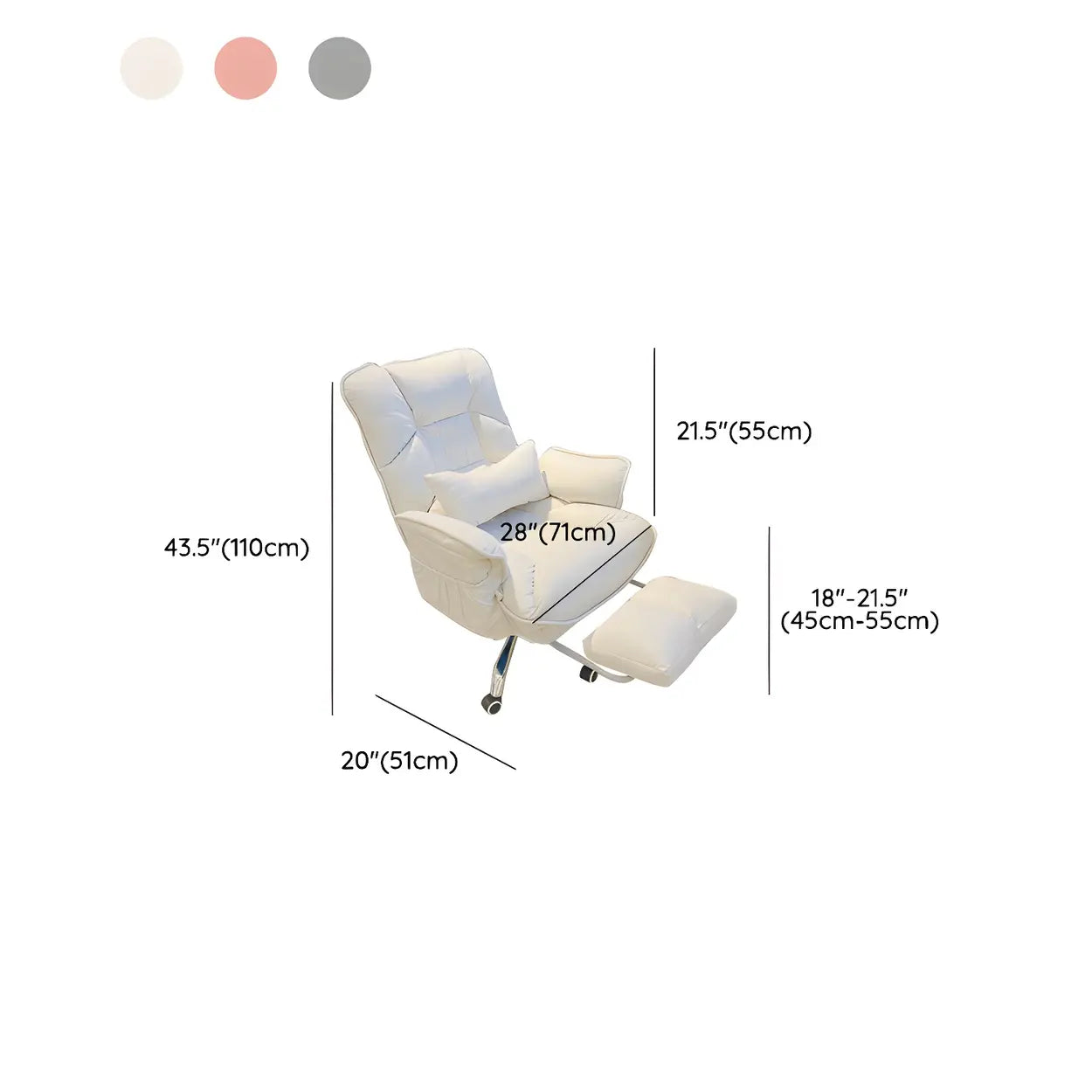 Modern Ergonomic Ivory Recliner Office Chair