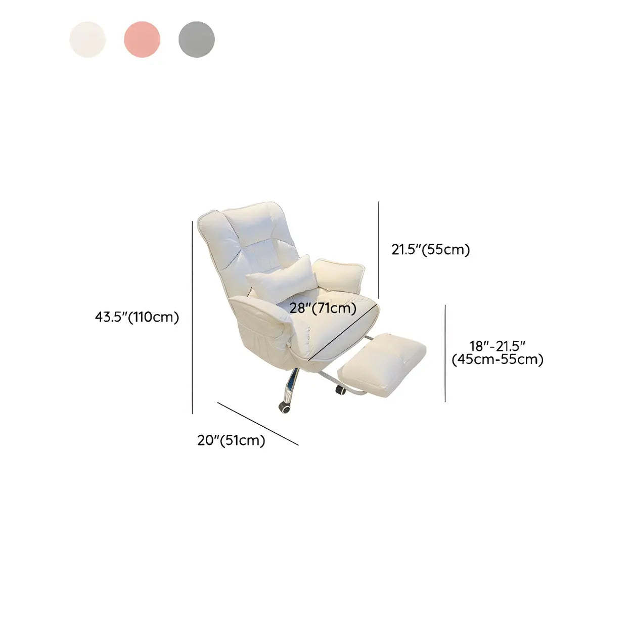 Modern Ergonomic Ivory Recliner Office Chair