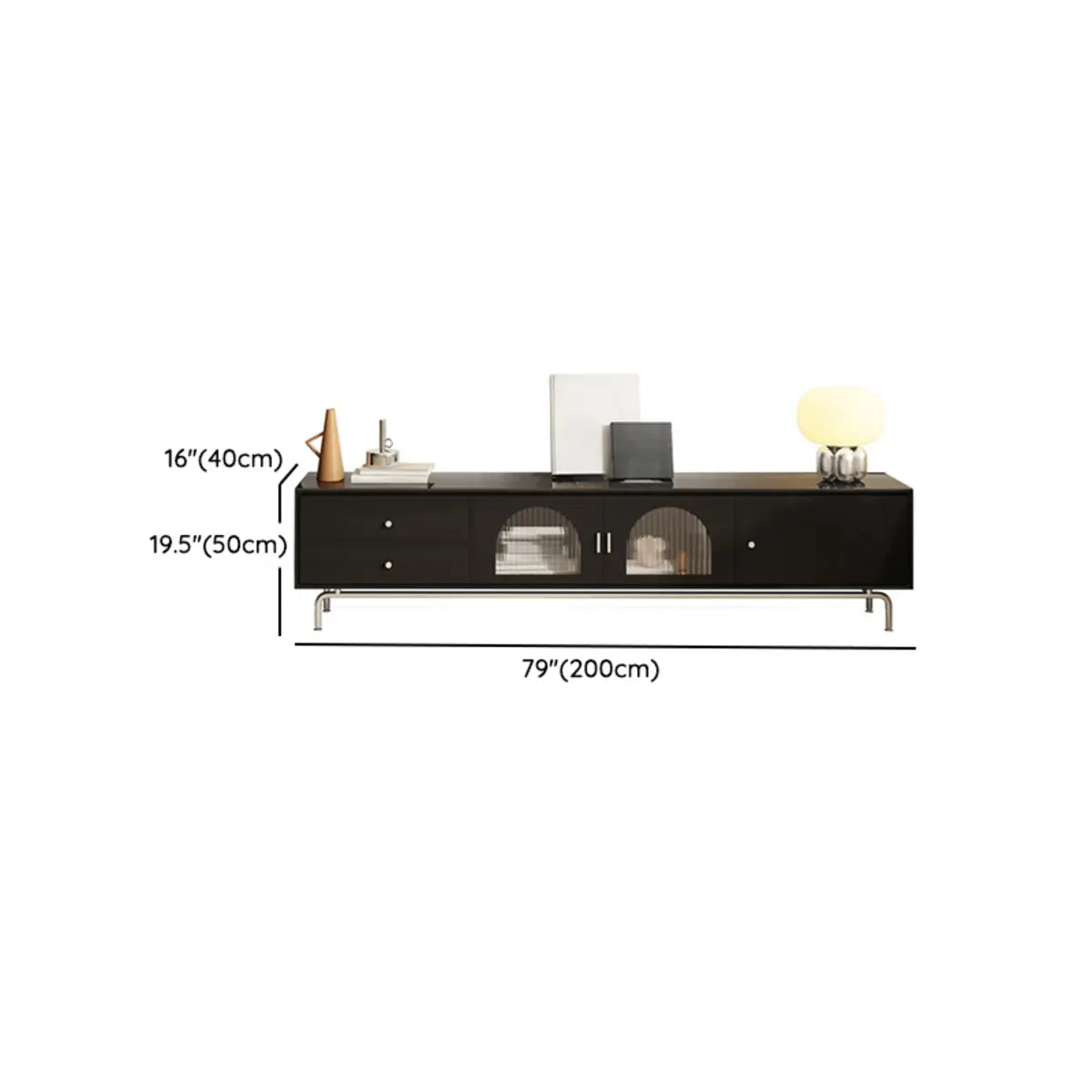 Black Glass Cabinet Drawer Rectangular TV Stand