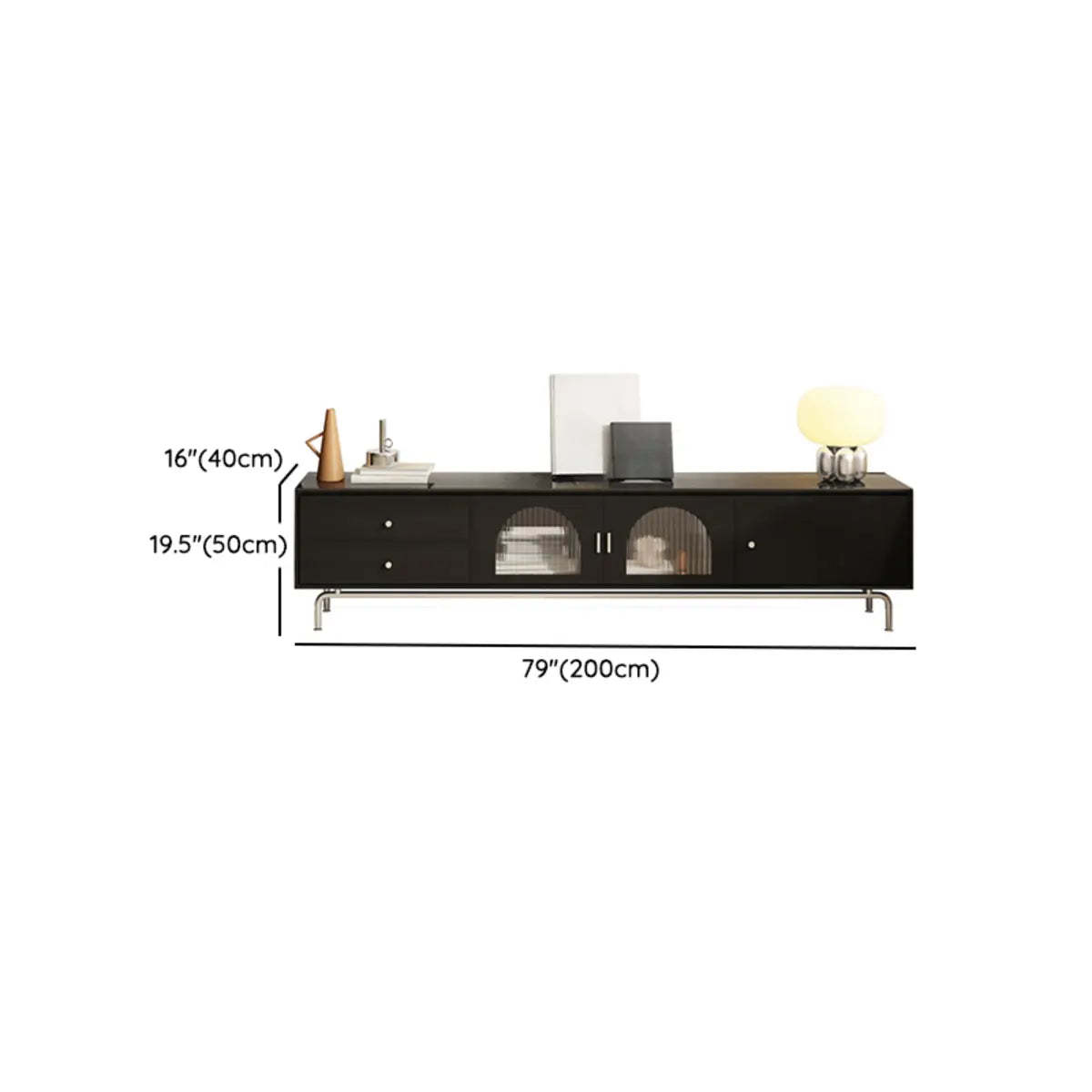 Black Glass Cabinet Drawer Rectangular TV Stand