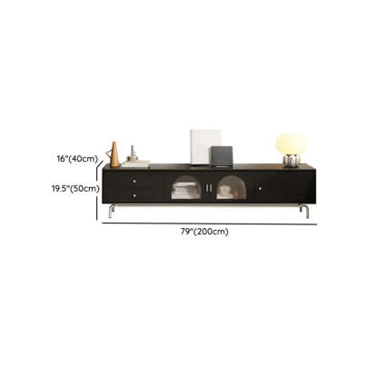 Black Glass Cabinet Drawer Rectangular TV Stand