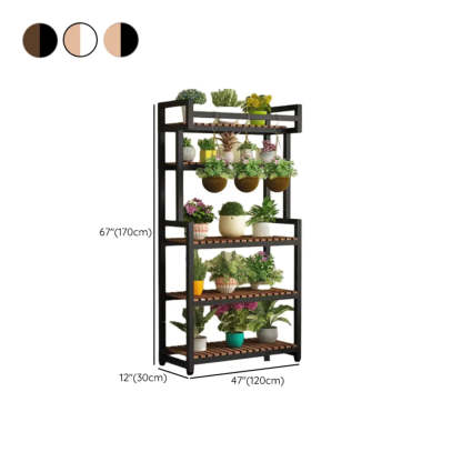 Classic Rectangle Wood Black Floor Plant Stand — Wood-Black / 5 Tiers