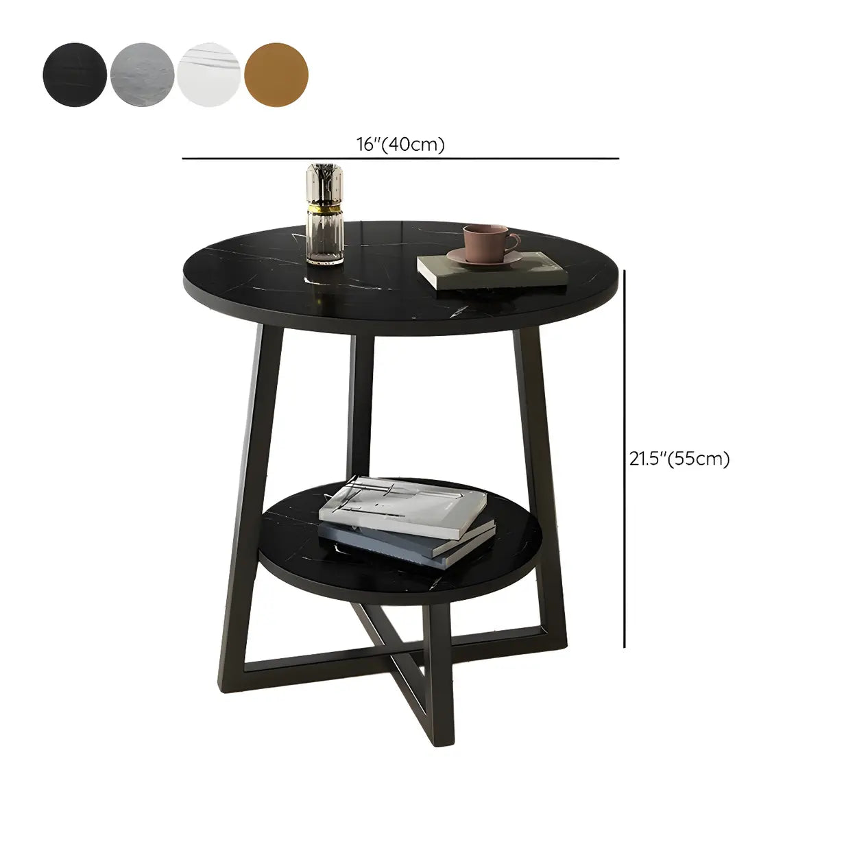 Cross Legs End Table with Storage Shelf