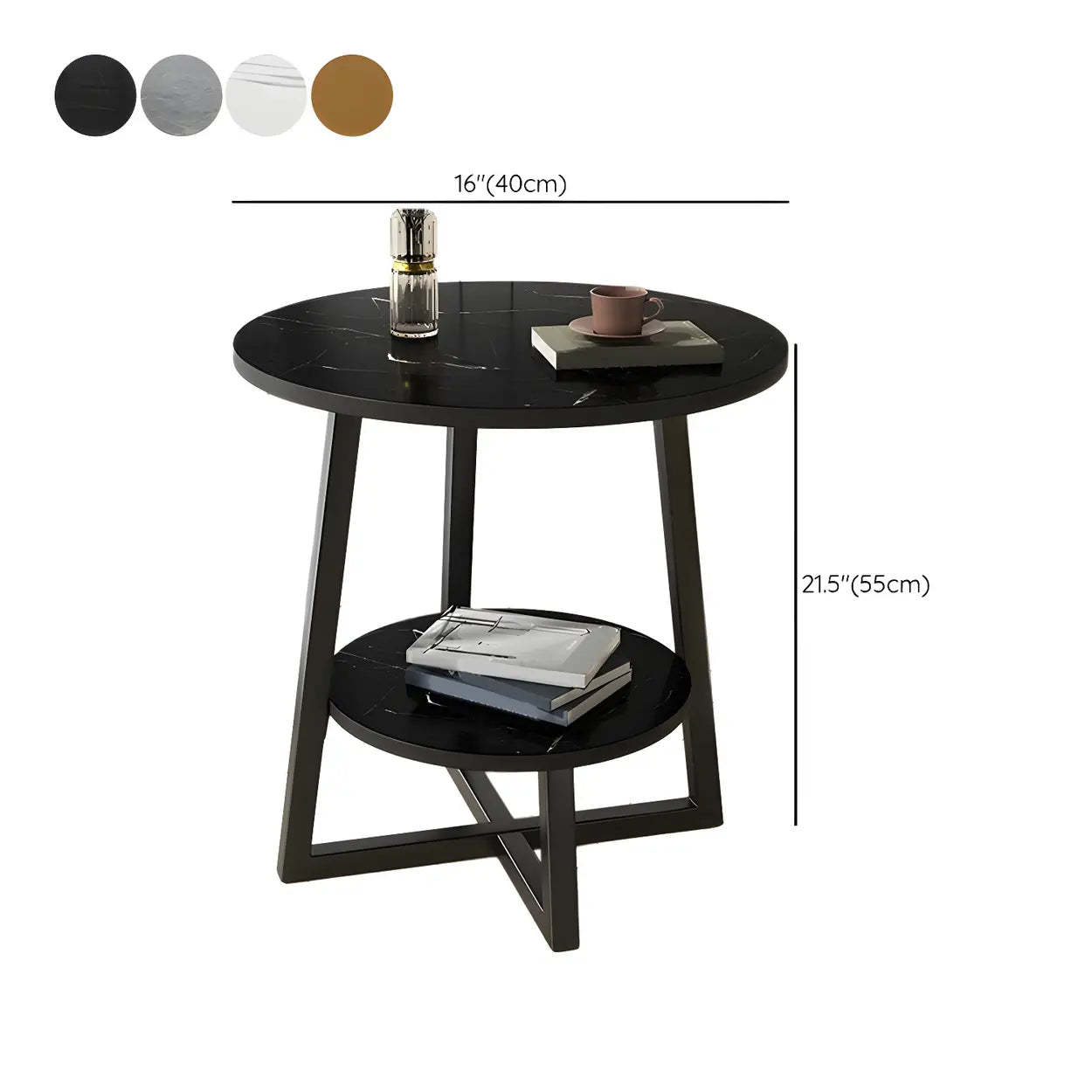 Cross Legs End Table with Storage Shelf