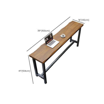 Industrial Natural Edge Brown Wood Bar Table — Table Only
