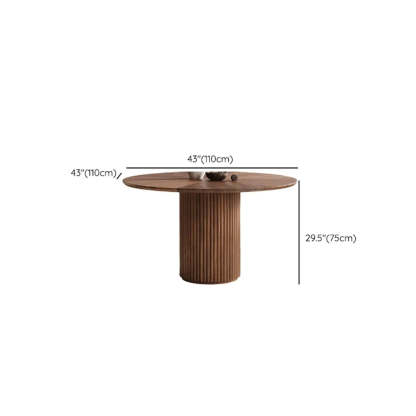 Mid-Century Fluted Round Wood Pedestal Dining Table