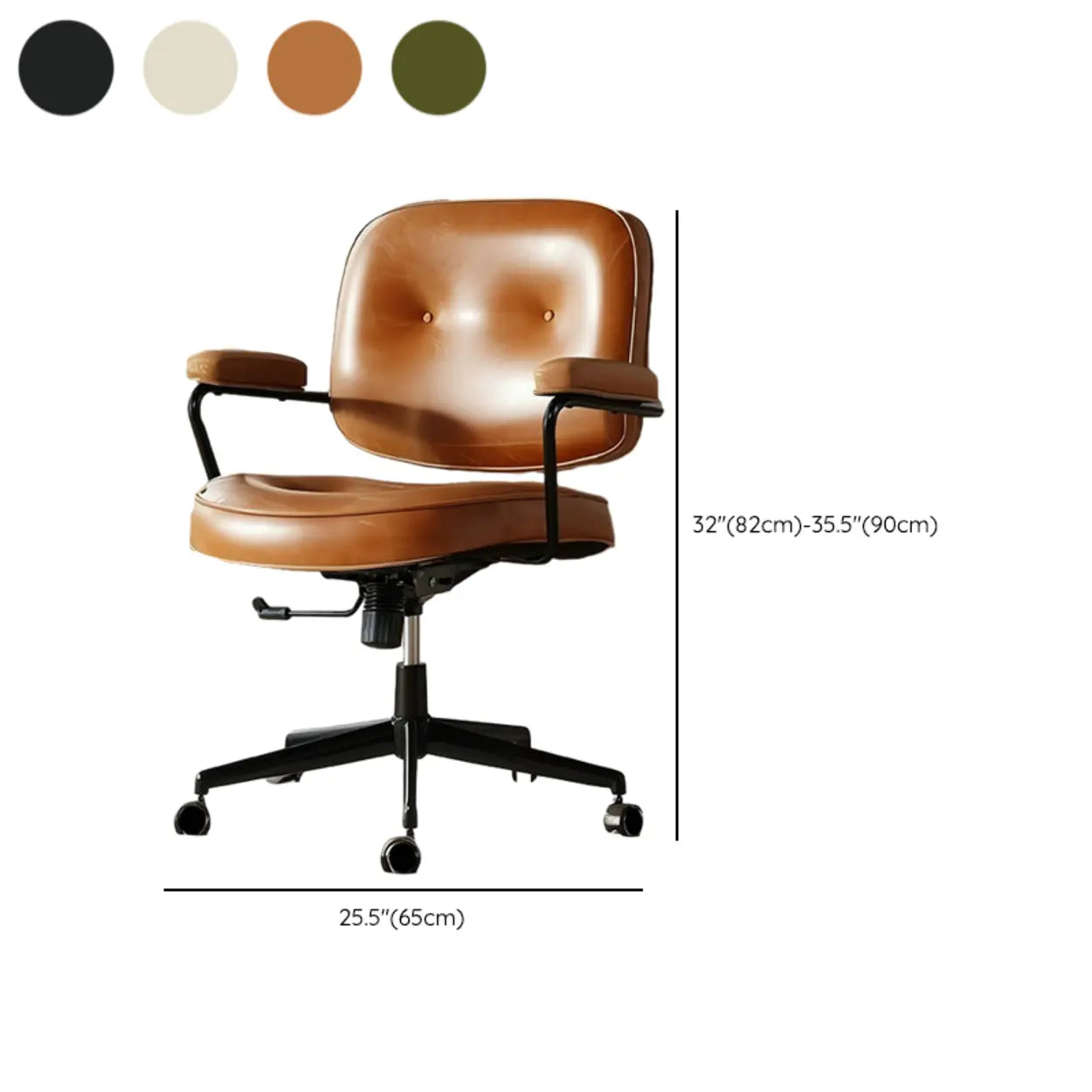 Green Modern Leather Swivel Conference Office Chair