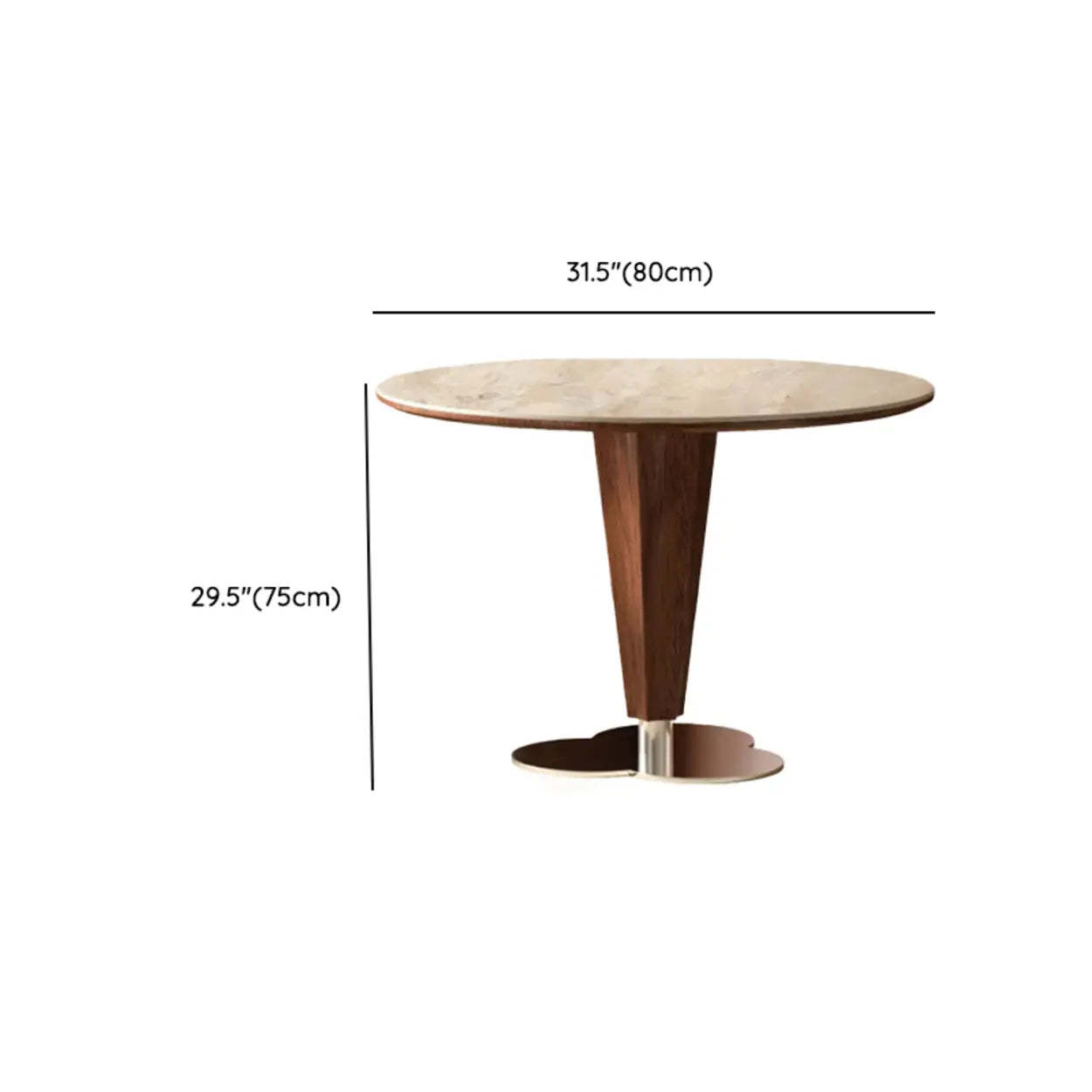 Contemporary Small Round Stone Wood Dining Table